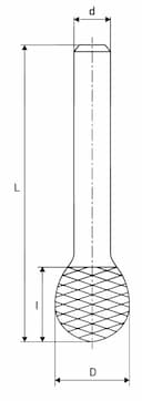 Изображение товара Борфреза сферическая ф16.0х14.4х 8х 59 ВК8 D16 14.4X08 ИНСТУЛС 2