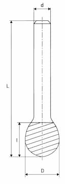 Изображение товара Борфреза сферическая ф16.0х14.4х 8х 59 ВК8 D16 14.4C08 2