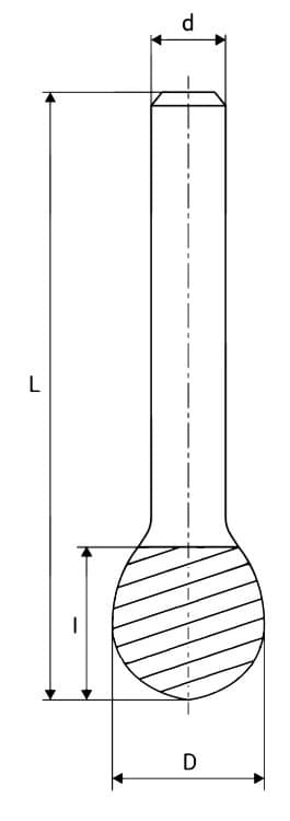 Изображение товара Борфреза сферическая ф14.0х12.6х 8х 57 ВК8 D14 12.6M08 2