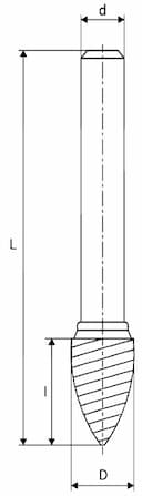 Изображение товара Борфреза гиперболическая с точ торц ф12.5х25.0х 6х 70 ВК8 G12.5 25M06 ИНСТУЛС 2