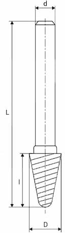 Изображение товара Борфреза сфероконическая ф 9.5х27.0х 6х 72 ВК8 L09.5 27M06 ИНСТУЛС 2