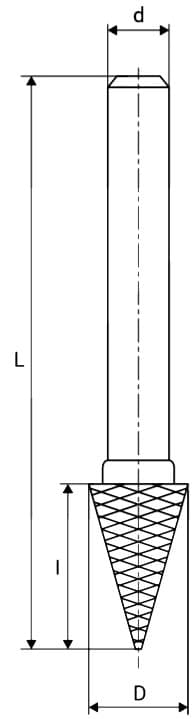 Изображение товара Борфреза коническая ф 9.5х16.0х 6х 63 ВК8 M09.5 16X06 ИНСТУЛС 2