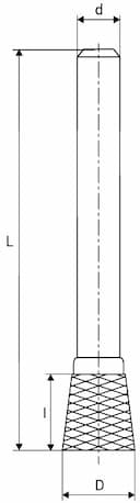 Изображение товара Борфреза коническая в форме обратного конуса ф 3.0х 7.0х 3х 38 ВК8 N03 07X03 цельная ИНСТУЛС 2