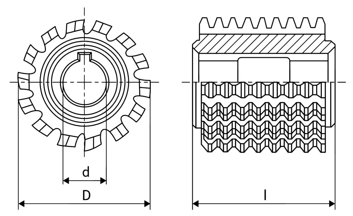 Изображение товара Фреза червячная m 3.5 Р6М5К5 30° 73х71х27 Z=10 2