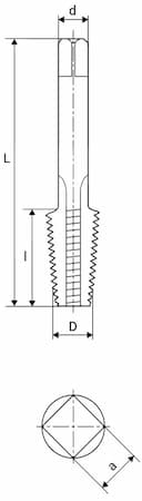 Изображение товара Метчик конический трубный Rc 1/16 Р6М5 (L=100мм I=14мм) 2