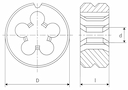 Изображение товара Плашка дюймовая BSF  3/16х32Н 55°(20x7) 9ХС DIN 22568 ИНСТУЛС 2