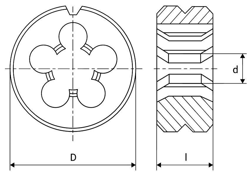 Изображение товара Плашка дюймовая UNC   № 5х40Н 60°(20x5) 9ХС DIN 22568 ИНСТУЛС 2