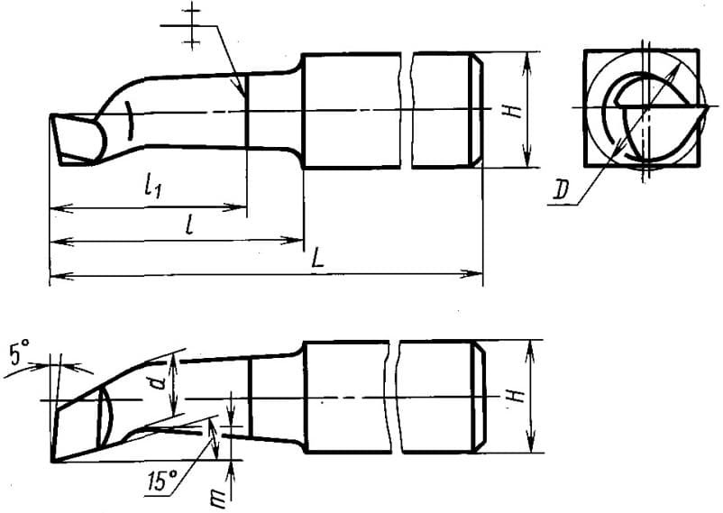 Изображение товара Резец расточной гл исп.1 20х20х170 l=70 тип 2 Р6М5 2