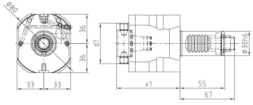 Изображение товара MPU.M30.B32.AB0.5480, Осевая сверлильно-фрезерная головка W&F 2