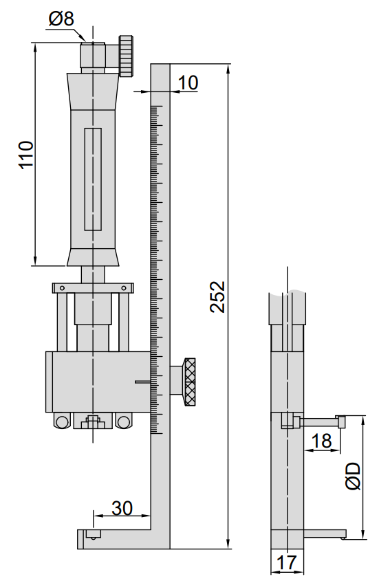 Изображение товара Нутромер НИ-210 ( 40-210мм погр 0.018мм) для отв с перегородкой 2