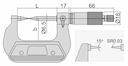 Изображение товара Микрометр с точечным контактом диап   0- 25мм дел 0.01мм остроконечные 15° изм пов-ти 2
