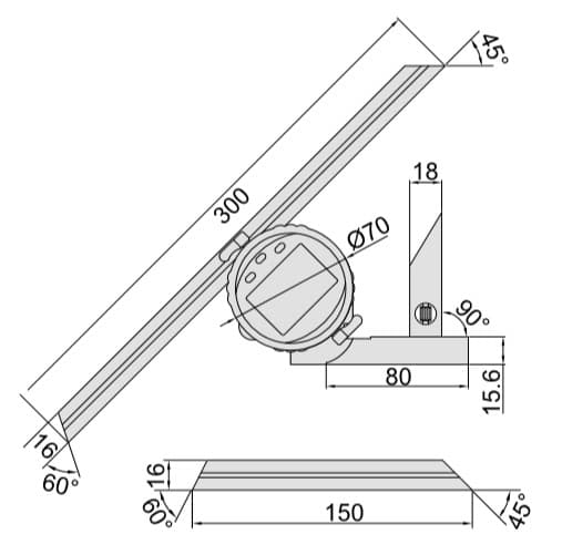 Изображение товара Угломер цифровой универсальный 0-360° деление 10"/0.005° 2