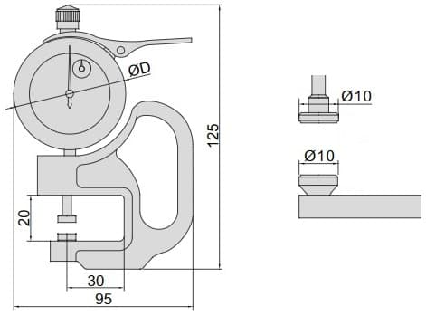 Изображение товара Толщиномер индикаторный ТР-10 (0-10мм деление 0.01мм погрешность ±0.02мм) 2