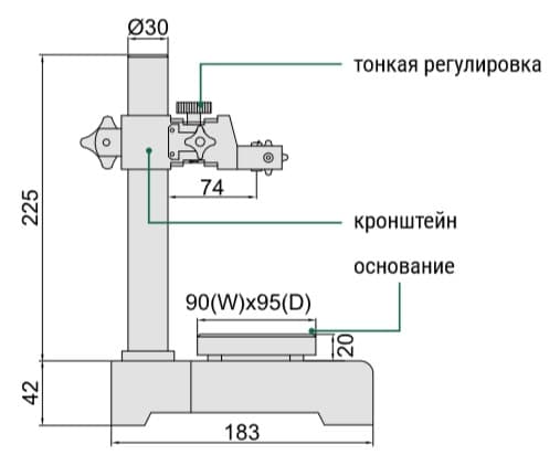 Изображение товара Стойка измерительная магнитная (h=150мм усилие отрыва 60кгс D прис отв 8мм) 2