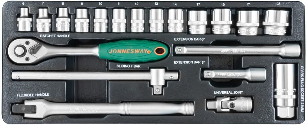 S04H3120S Набор головок торцевых 3/8"DR, 6-23 мм, 20 предметов Jonnesway