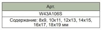 Изображение товара W43A106S Набор ключей гаечных карданных в кейсе, 8-19 мм, 6 предметов Jonnesway 2