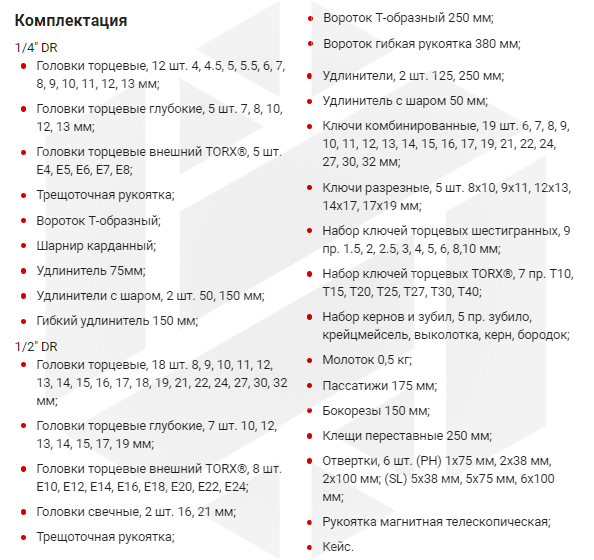 Изображение товара UTS0127 Набор инструмента универсальный 1/4", 1/2"DR, 127 предметов Thorvik 2