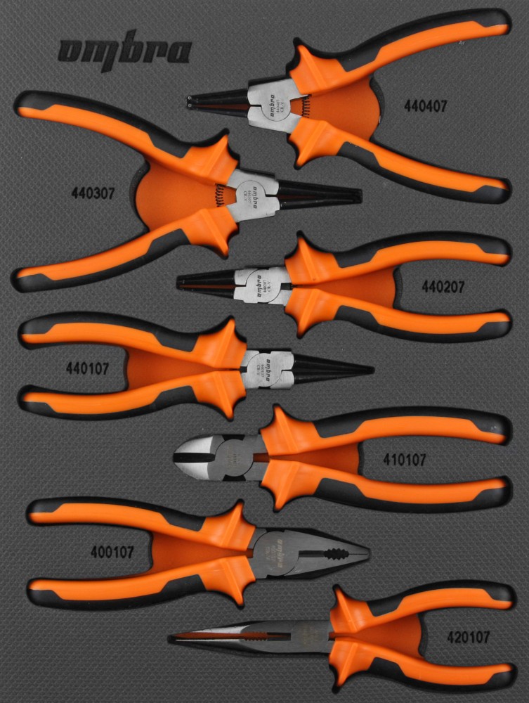 OMT7STE Набор шарнирно-губцевого инструмента в EVA ложементе 280х375 мм, 7 предметов Ombra