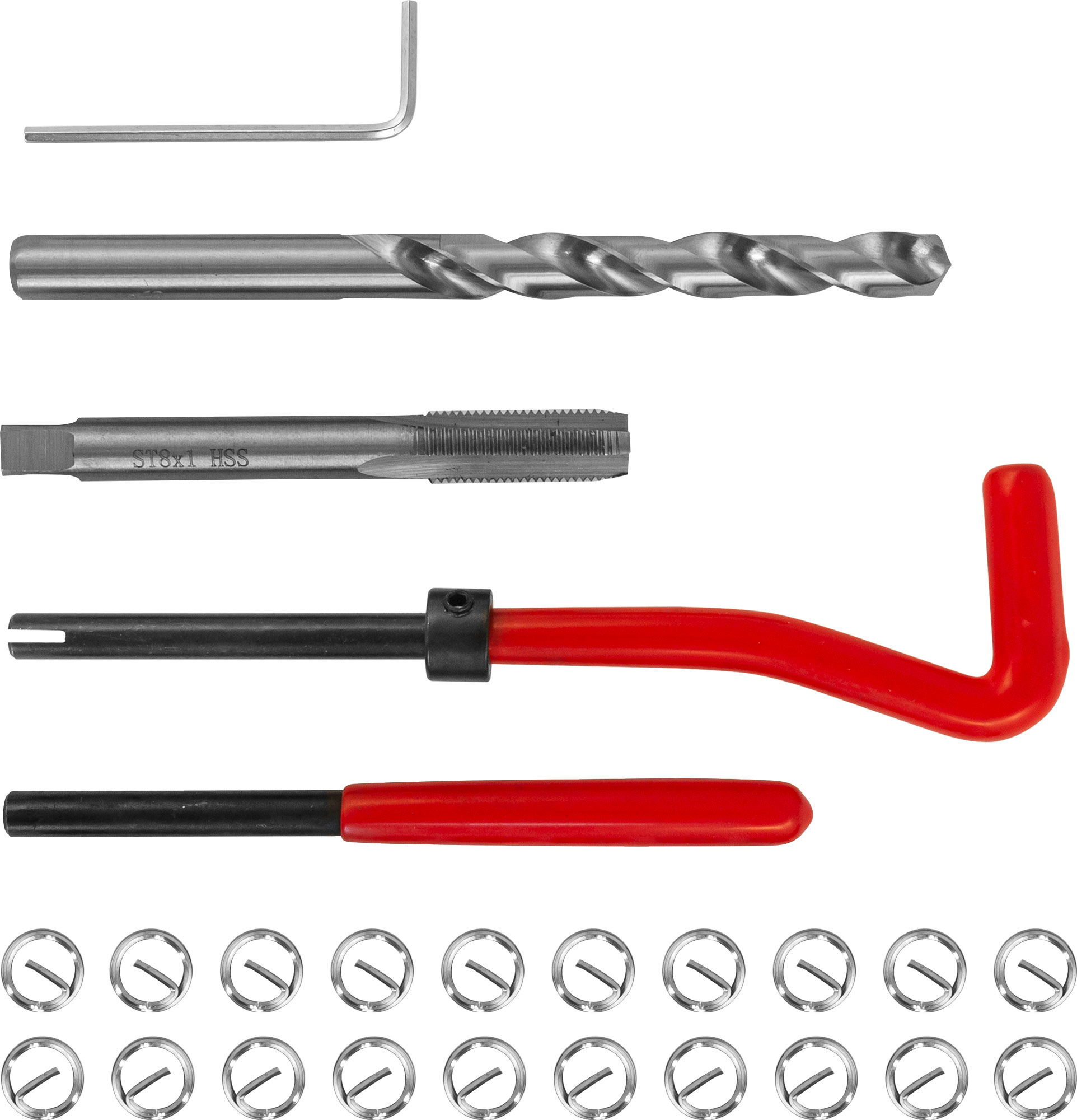 TRIS810 Набор для восстановления резьбы M8x1.0, 25 предметов Thorvik